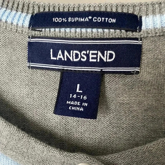 LANDS’END | Color Block Knitted Supima Cotton Cardigan Size L - Picture 4 of 6